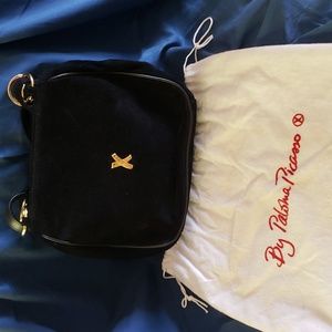 Black velvet Paloma Picasso purse. 9x7x3